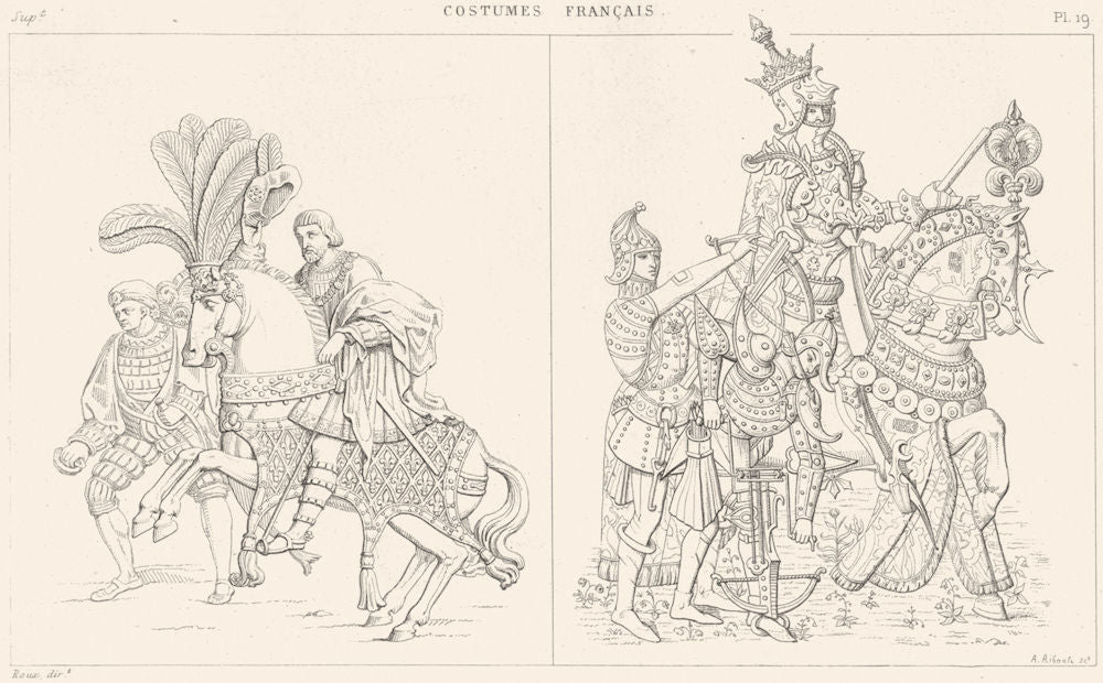 FRANCE. Francois 1er(pare, 1540); Charles VII(militaire d'apparat, 1450) 1875